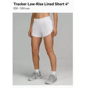 Tracker White Lululemon Shorts 4” length